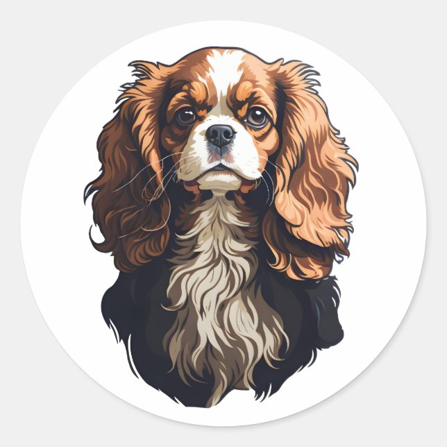 Cavalier King Charles spaniel dog Classic Round Sticker (Front)
