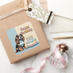 Cavalier King Charles Spaniel Dog Colourful Square Sticker