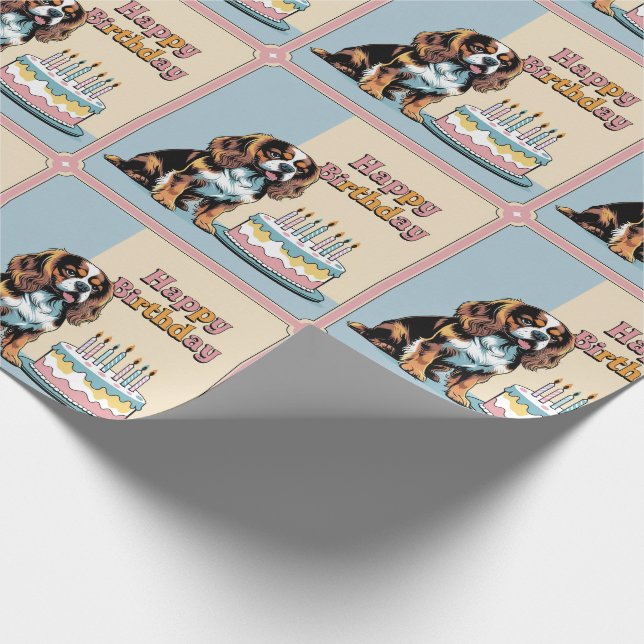 Cavalier King Charles Spaniel Dog Colourful  Wrapping Paper (Corner)