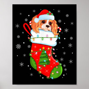 Cavalier King Charles Spaniel Dog In Christmas Soc Poster