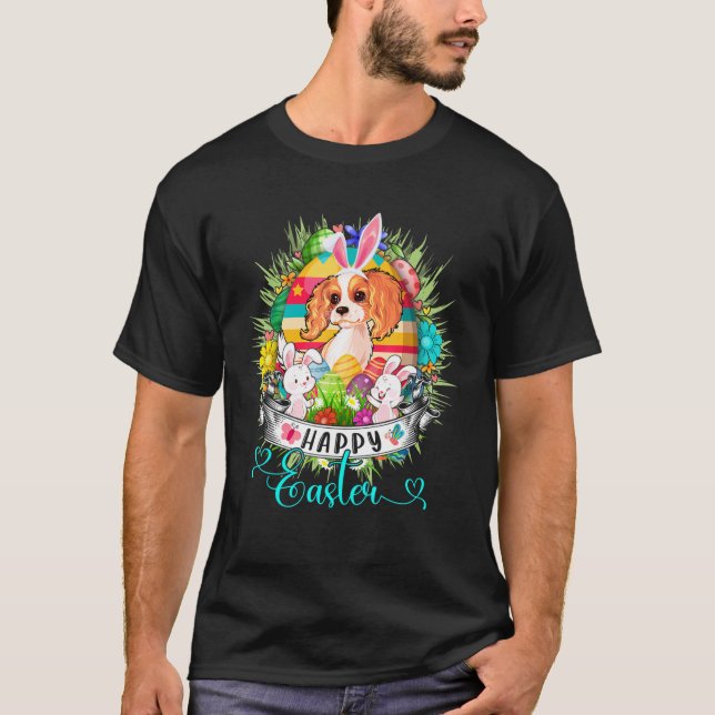Cavalier King Charles Spaniel Dog In Easter Eggs B T-Shirt (Front)
