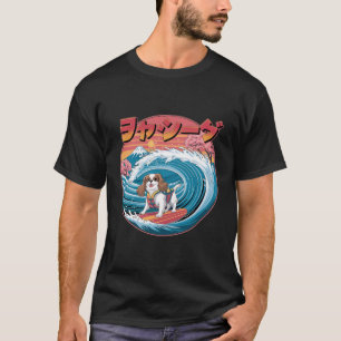 Cavalier King Charles Spaniel Dog Kanagawa Wave T-Shirt