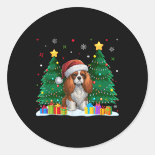 Cavalier King Charles Spaniel Dog Lovers Santa Xma Classic Round Sticker