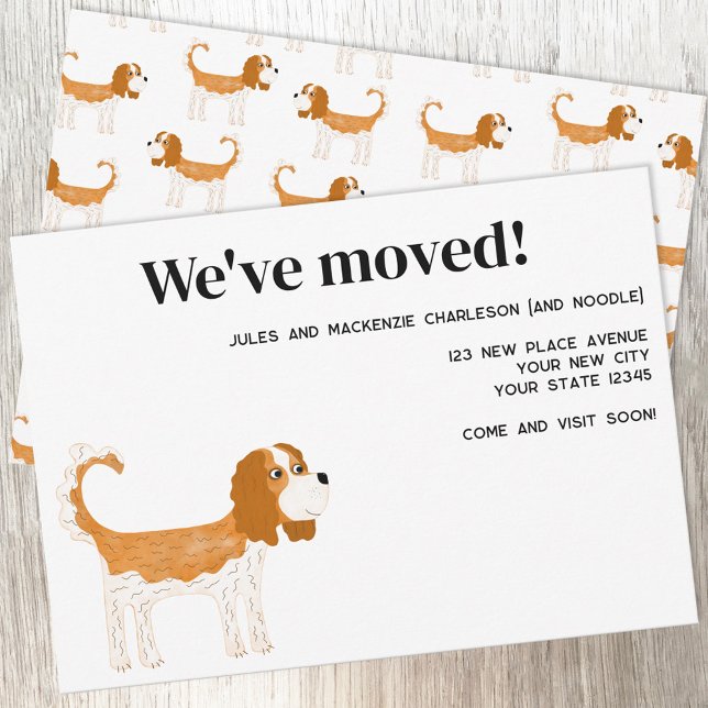 Cavalier King Charles Spaniel Dog Moving New Home Announcement (Cavalier King Charles Spaniel Dog Blenheim moving announcement new home change of address card)