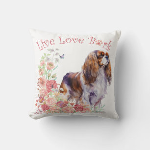 Cavalier King Charles Spaniel Dog Mum Floral Cushion