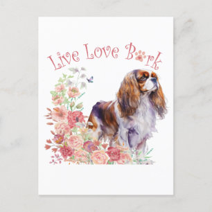 Cavalier King Charles Spaniel Dog Mum Floral Postcard