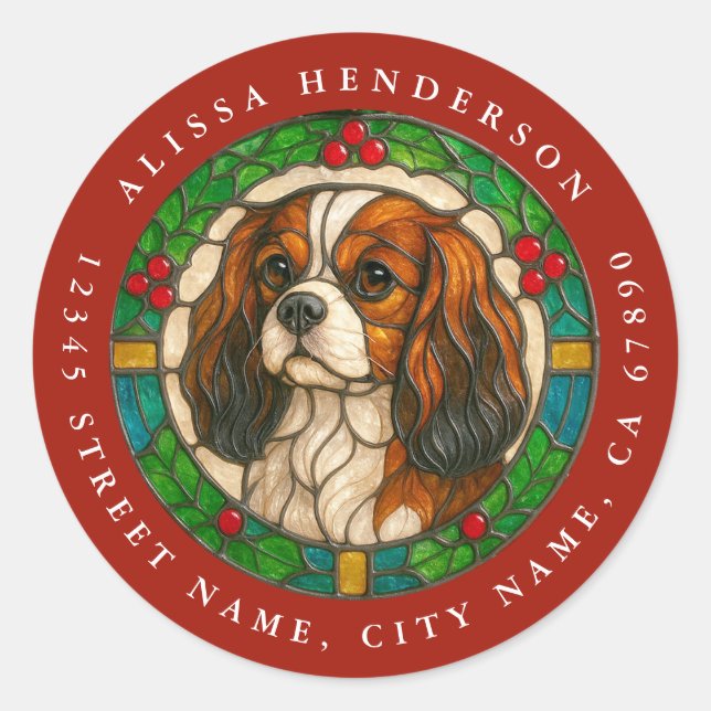 Cavalier King Charles Spaniel Dog Round Stickers (Front)