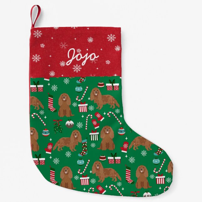 Cavalier King Charles Spaniel Dog Ruby Small Christmas Stocking (Front)