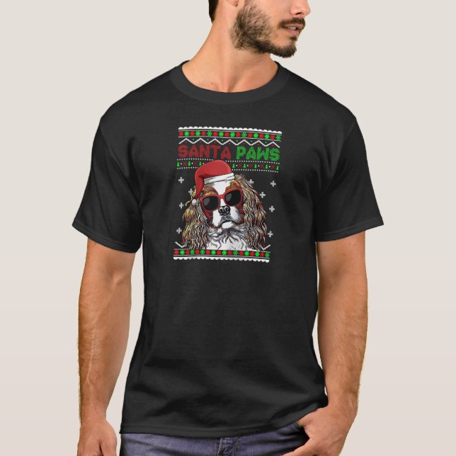 Cavalier King Charles Spaniel Dog Santa Funny Chri T-Shirt (Front)