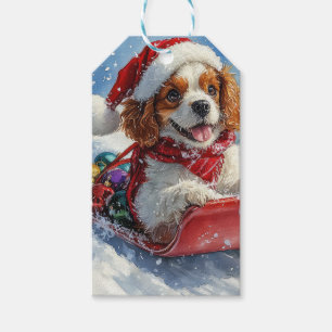 Cavalier King Charles Spaniel Dog Sledge Christmas Gift Tags