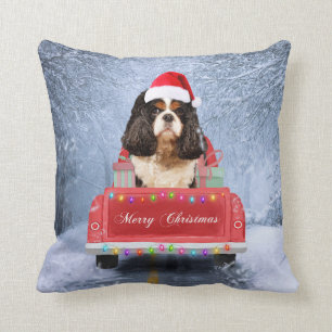 Cavalier King Charles Spaniel Dog Snow christmas Cushion
