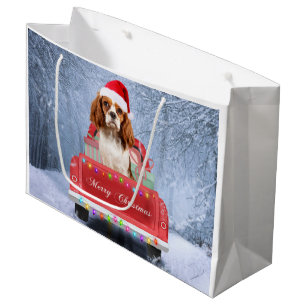 Cavalier King Charles Spaniel Dog Snow christmas Large Gift Bag