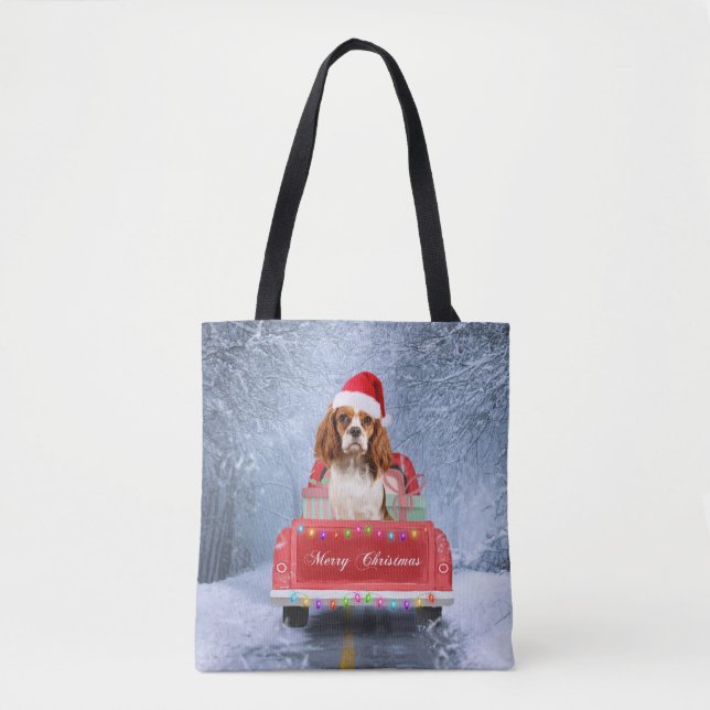Cavalier King Charles Spaniel Dog Snow christmas Tote Bag (Front)