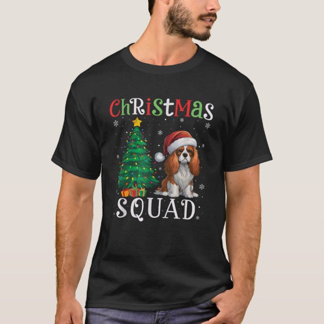 Cavalier King Charles Spaniel Dog Squad Xmas Tree  T-Shirt (Front)