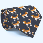 Cavalier King Charles Spaniel Dog Tie<br><div class="desc">Cute Blenheim Cavalier King Charles Spaniel dog design on a dark charcoal grey background to make you smile.  Original art by Nic Squirrell.</div>