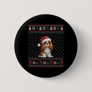 Cavalier King Charles Spaniel Dog Wearing Santa Ha 6 Cm Round Badge