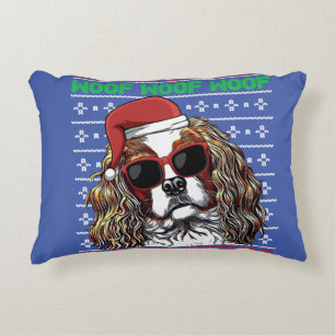 Cavalier King Charles Spaniel Dog Woof Merry Chris Decorative Cushion