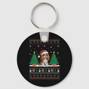 Cavalier King Charles Spaniel Dog Xmas Tree Lights Key Ring