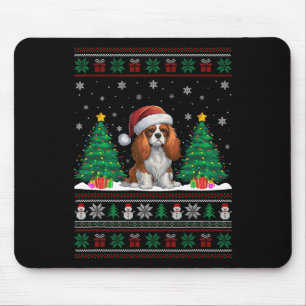 Cavalier King Charles Spaniel Dog Xmas Tree Lights Mouse Mat