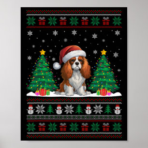 Cavalier King Charles Spaniel Dog Xmas Tree Lights Poster