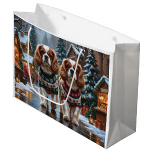 Cavalier King Charles Spaniel Dogs Christmas Snow  Large Gift Bag