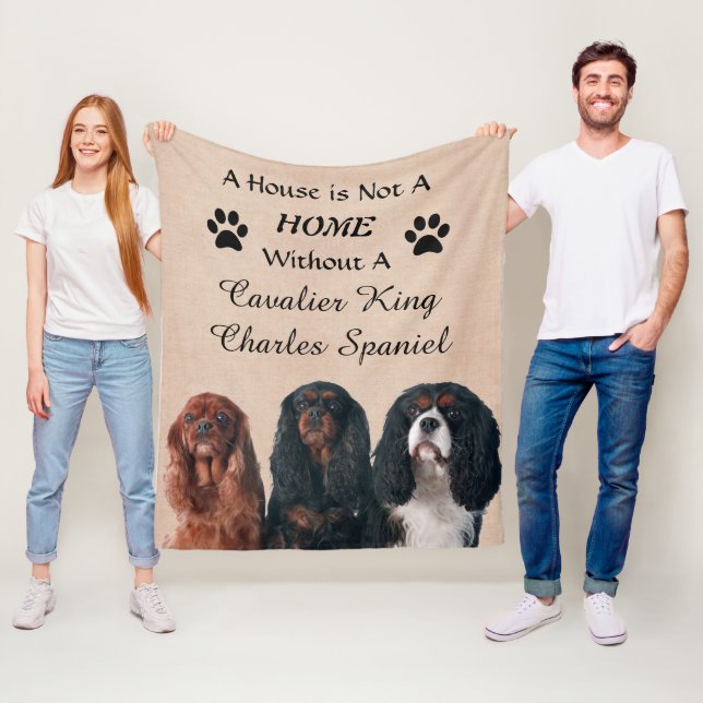 Cavalier King Charles Spaniel Dogs - House Home Fleece Blanket (In Situ)