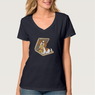 Cavalier King Charles Spaniel Eating Pizza Funny D T-Shirt