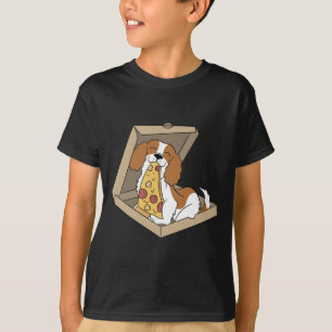Cavalier King Charles Spaniel Eating Pizza Funny D T-Shirt