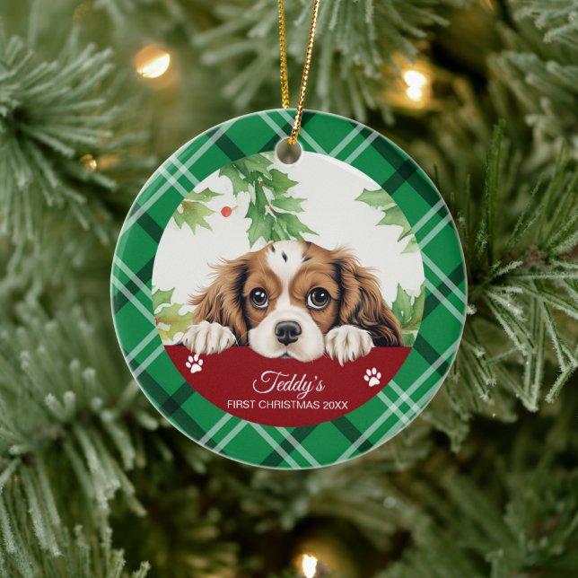 Cavalier King Charles Spaniel First Christmas Ceramic Tree Decoration (Tree)