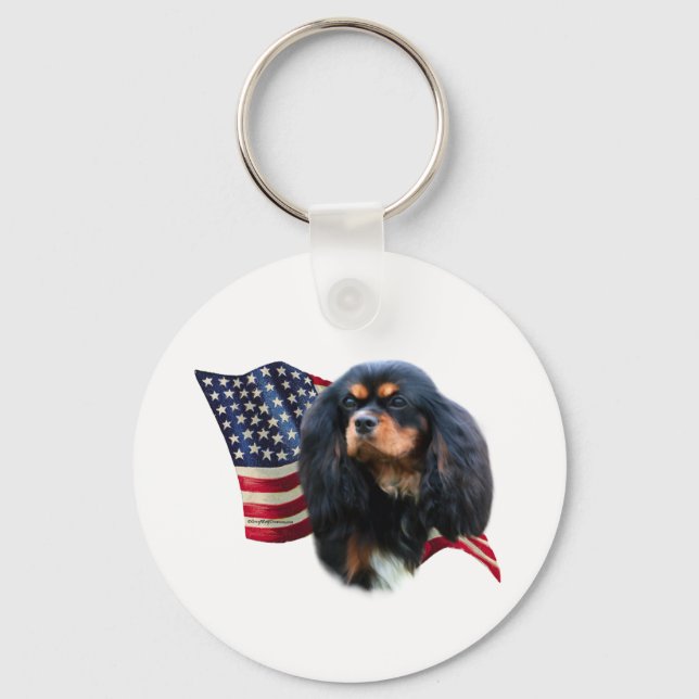 Cavalier King Charles Spaniel Flag... - Keychain (Front)