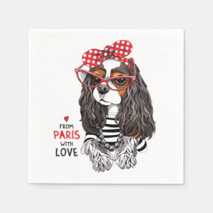 Cavalier King Charles Spaniel From Paris With Love Napkin