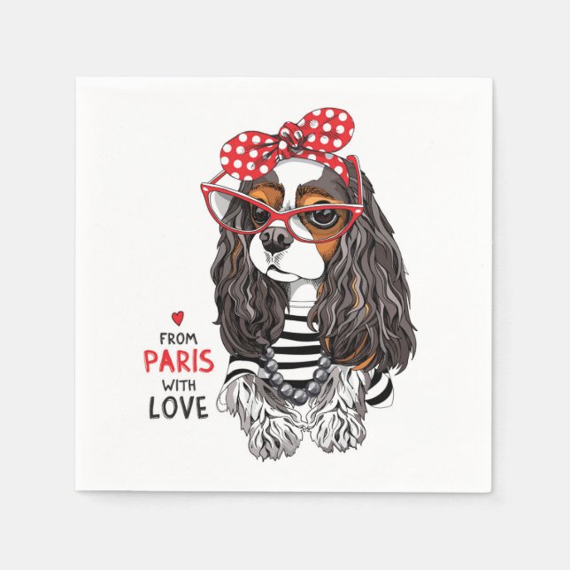Cavalier King Charles Spaniel From Paris With Love Napkin (Front)