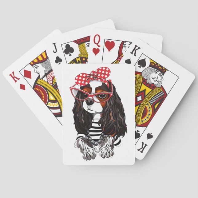Cavalier King Charles Spaniel From Paris With Love Playing Cards (Back)