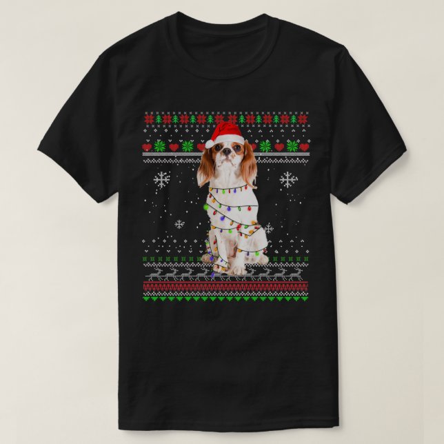 Cavalier King Charles Spaniel Funny Christmas Paja T-Shirt (Design Front)