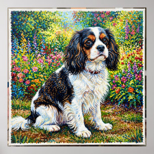 Cavalier King Charles Spaniel Garden Poster Poin