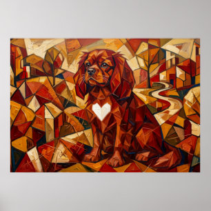 Cavalier King Charles Spaniel Geometric Cubist Pos Poster