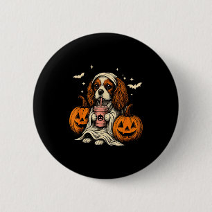 Cavalier King Charles Spaniel Ghost Halloween Cava 6 Cm Round Badge