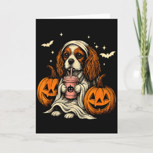 Cavalier King Charles Spaniel Ghost Halloween Cava Card
