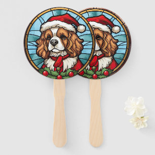 Cavalier King Charles Spaniel Glass Christmas Hand Fan