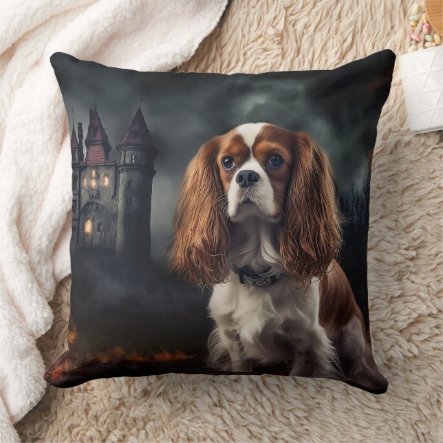 Cavalier King Charles Spaniel Halloween Scary Cushion (Blanket)