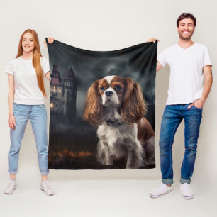 Cavalier King Charles Spaniel Halloween Scary Fleece Blanket