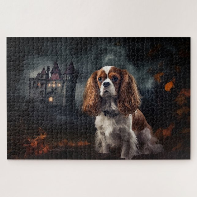 Cavalier King Charles Spaniel Halloween Scary Jigsaw Puzzle (Horizontal)