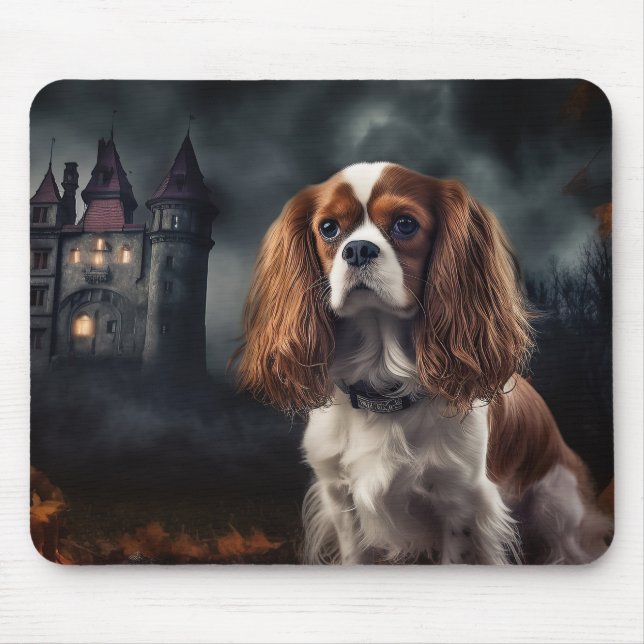 Cavalier King Charles Spaniel Halloween Scary Mouse Mat (Front)
