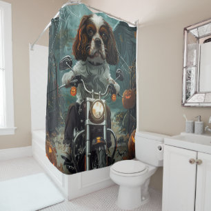 Cavalier King Charles Spaniel Halloween Scary Shower Curtain