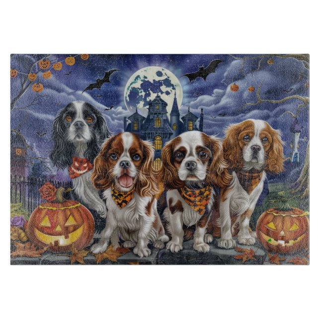 Cavalier King Charles Spaniel Halloween Spooky Cutting Board (Front)