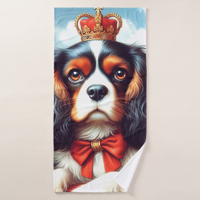 Cavalier King Charles Spaniel Illustration Bath Towel (Bath Towel)