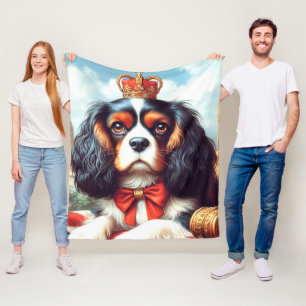 Cavalier King Charles Spaniel Illustration Fleece Blanket