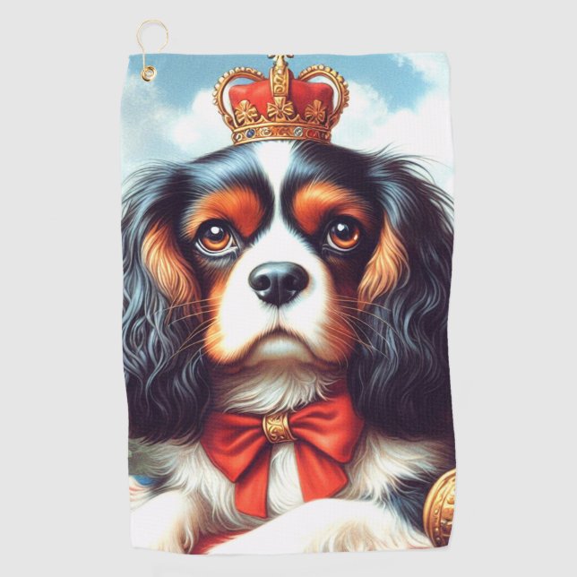 Cavalier King Charles Spaniel Illustration Golf Towel (Front)