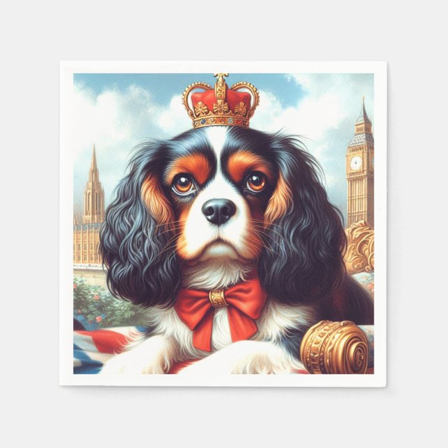 Cavalier King Charles Spaniel Illustration Napkin (Front)