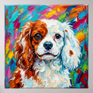 Cavalier King Charles Spaniel Impasto Portrait Pos Poster